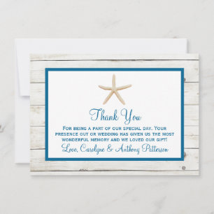 Carte De Remerciements Starfish Whitewashed Wood Beach Wedding Collection