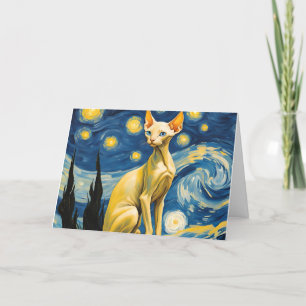Carte De Remerciements Starry Night Elf Sphynx Chat Vide stationnaire