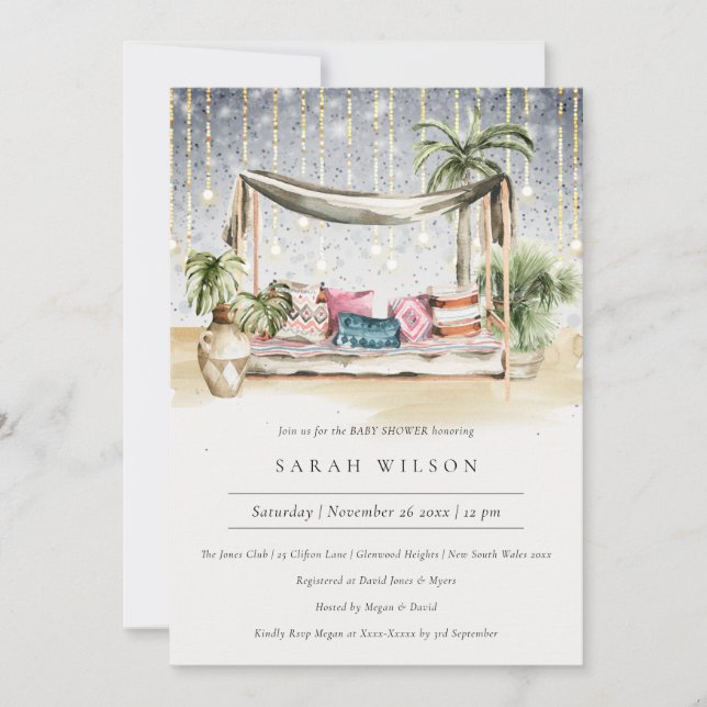Carte De Remerciements Starry Night Tropical Cabana Baby shower Invitatio (Devant)