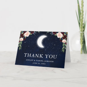Carte De Remerciements Stars de la lune céleste Mariage Flore Plier