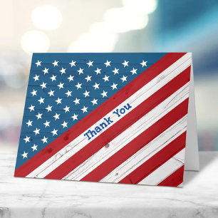 Carte De Remerciements Stars & Stripes Patriotique USA Rustic American Dr