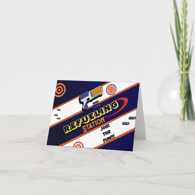 Carte De Remerciements Station de ravitaillement Dart Gun Anniversaire Fo (Devant)