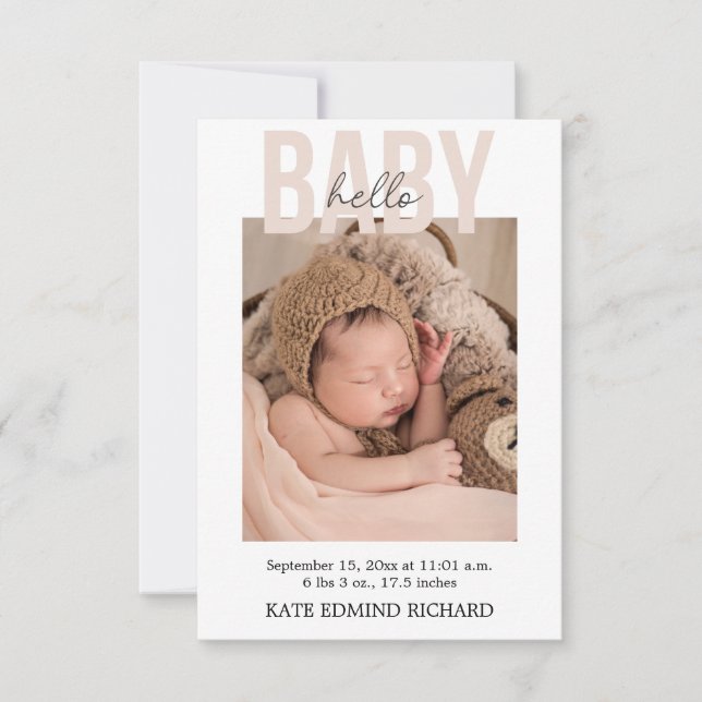 Carte De Remerciements Statistiques de naissance Photos Baby shower manus (Devant)