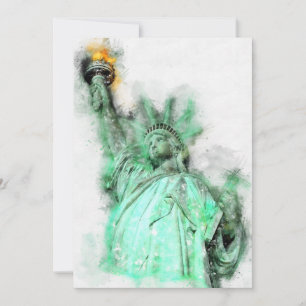 Carte De Remerciements Statue de Liberty Aquarelle Portrait de gros plan