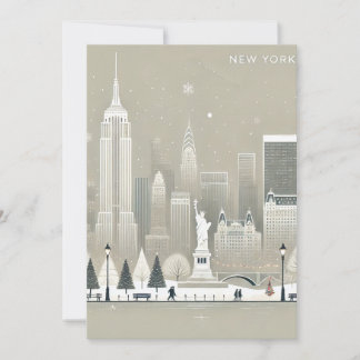 Carte De Remerciements Statue emblématique de la Liberté et NYC Skyline H
