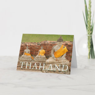 Carte De Remerciements Statues de Bouddhas assis   Ayutthaya, Thaïlande