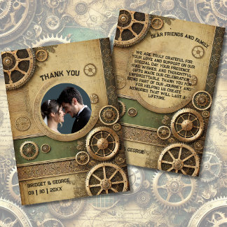 Carte De Remerciements Steampunk Victorian Gearwork photo Mariage