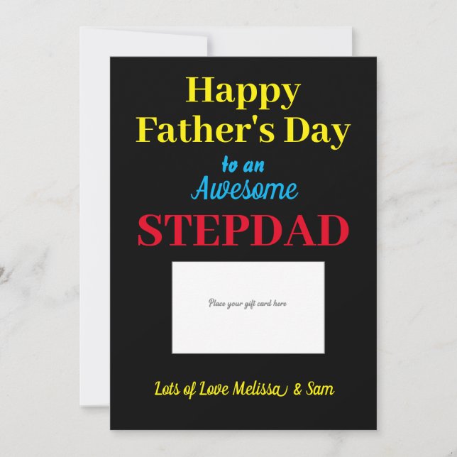 Carte De Remerciements Stepdad Happy Fête des pères Titulaire de carte-ca (Devant)