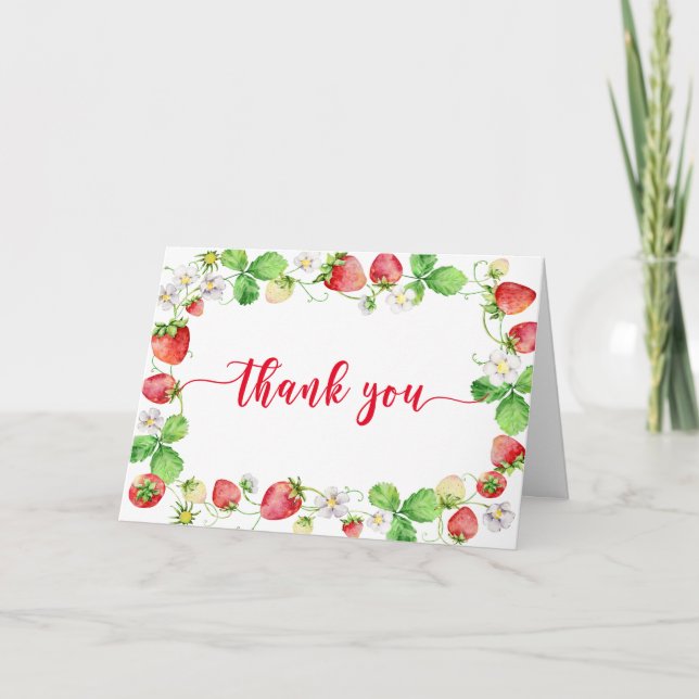 Carte De Remerciements Strawberry Baby Shower Thank You Card (Devant)