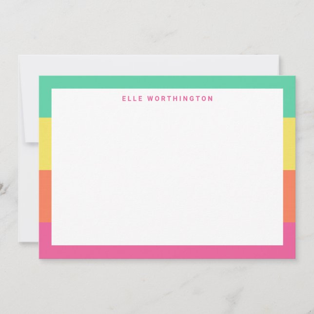 Carte De Remerciements Stripe couleur arc-en-ciel personnalisée (Devant)