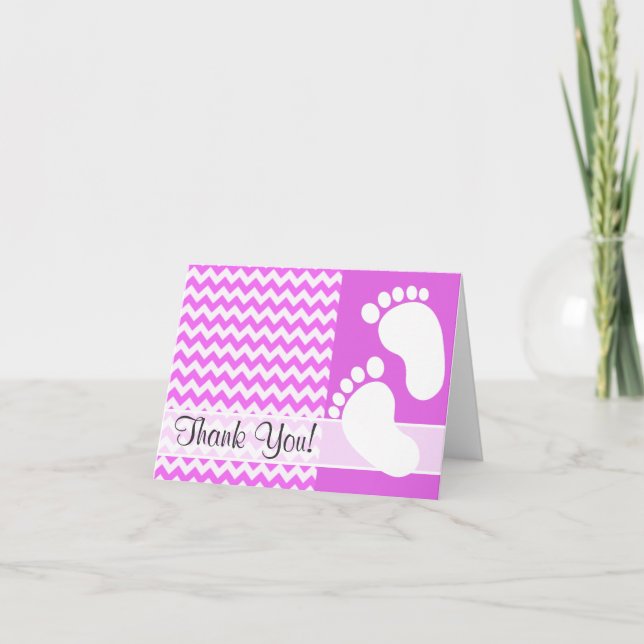 Carte De Remerciements Stripes de Fuchsia Pink (Devant)