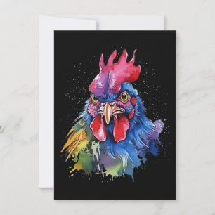 Carte De Remerciements Style d'aquarelle de poulet du coq du pays