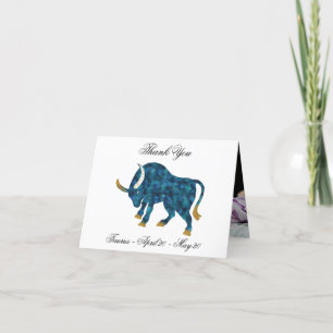 Carte De Remerciements Style de peinture impressionniste bleu Taurus avec