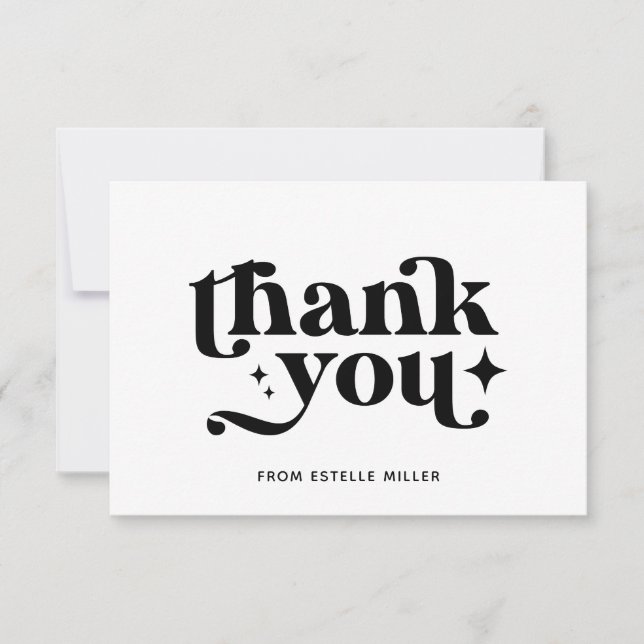 Carte De Remerciements Style moderne Simple Black and White Retro Stars (Devant)