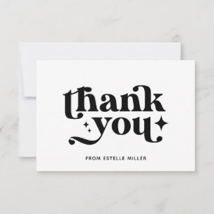 Carte De Remerciements Style moderne Simple Black and White Retro Stars