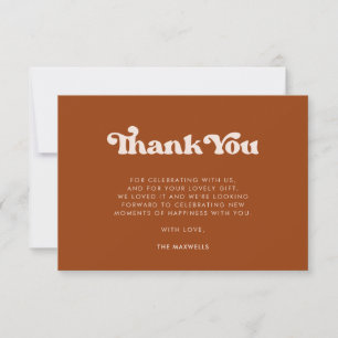 Carte De Remerciements Style rétro Burnt Orange
