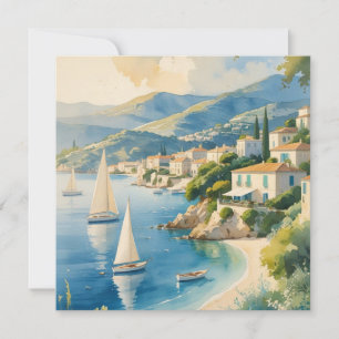 Carte De Remerciements Style vintage Côte d'Azur Voyage en France