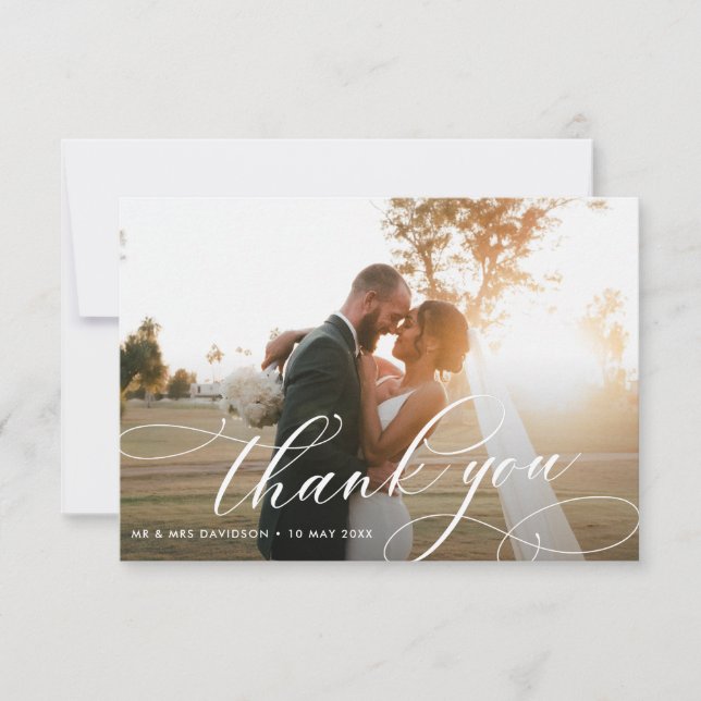 Carte De Remerciements Stylised Calligraphy lettering wedding  (Devant)