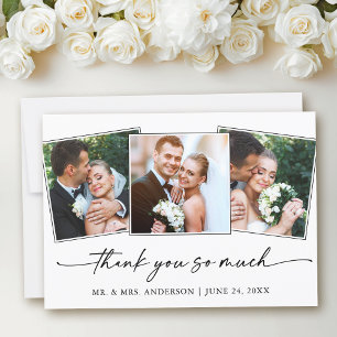 Carte De Remerciements Stylo d'encre de calligraphie moderne Mariage 3 Ph