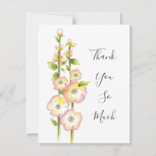 Carte De Remerciements Stylo et aquarelle Hollyhocks