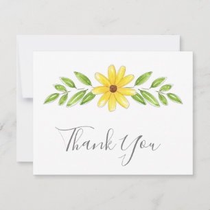 Carte De Remerciements Stylo floral jaune et Swag aquarelle