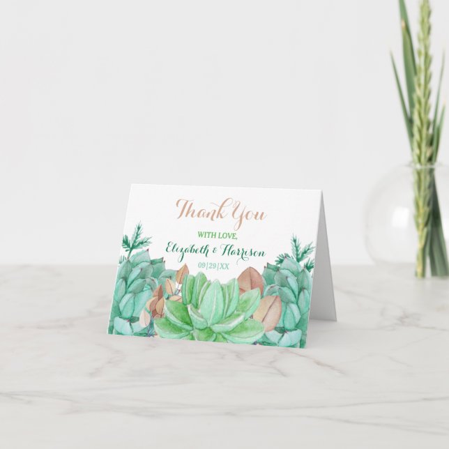 Carte De Remerciements Succulent Bouquet Mariage botanique (Devant)