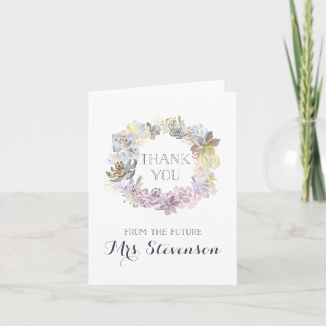 Carte De Remerciements Succulentes d'eau | Remerciements pour une Baby Sh (Devant)