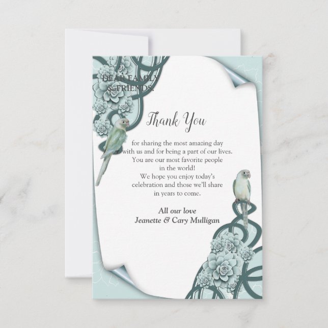 Carte de remerciements Succulents de pin bleu à la (Devant)