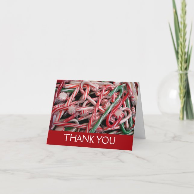 Carte De Remerciements Sucres de canne et menthe de Noël (Devant)