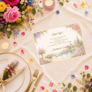 Carte De Remerciements Suite de mariage romantique dans un jardin