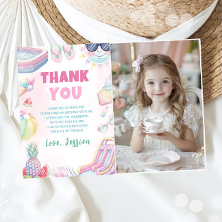 Carte De Remerciements Summer Waterslide Girl Birthday Party Photo