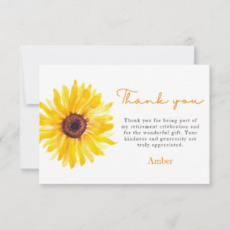 Carte De Remerciements Sunflower Educator's Retirement Thank You Card