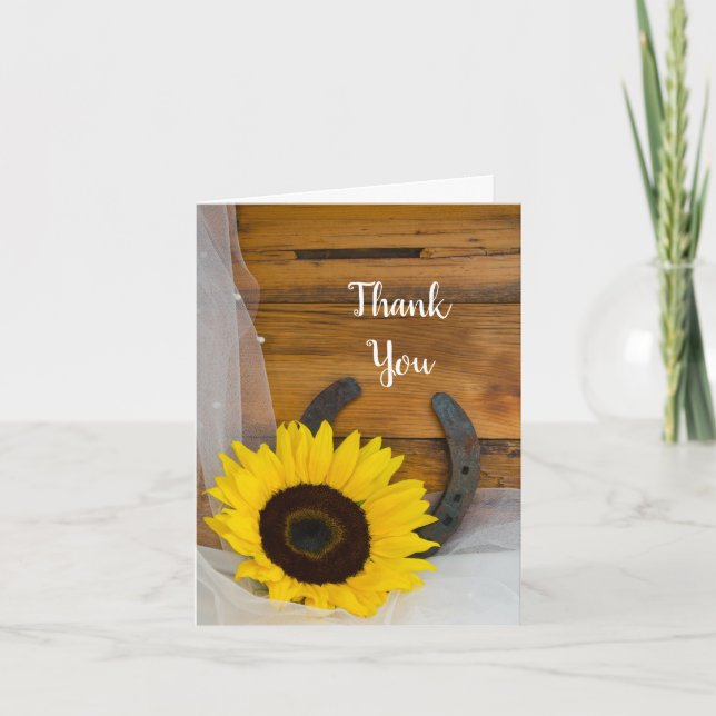 Carte De Remerciements Sunflower Horseshoe Western (Devant)