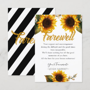 Carte De Remerciements Sunflowers Elegant Lever Coworker fiche d'adieu