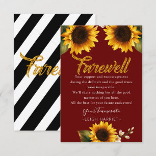 Carte De Remerciements Sunflowers Elegant Lever Coworker fiche d'adieu