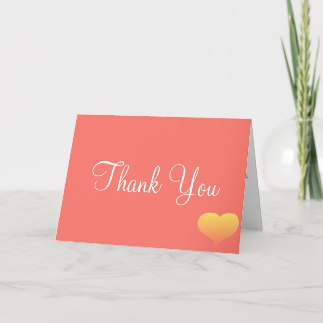 Carte De Remerciements Sunset Hearts Coral Mariage (Devant)