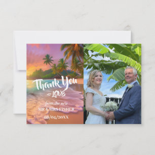 Carte De Remerciements Sunset Tropical Beach Mariage