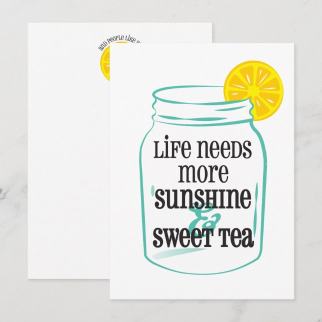 Carte De Remerciements Sunshine Sweet Tea Southern Mason Jar Lemon Turquo (Devant / Derrière)