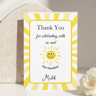 Carte De Remerciements Sunshine Thank you card Kids Birthday