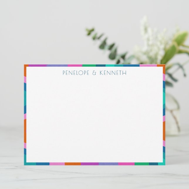 Carte De Remerciements Super couleur vert violet Mariage rétro personnali (Debout devant)