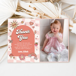 Carte De Remerciements Super Daisy Retro 1ère fête d'anniversaire Photo