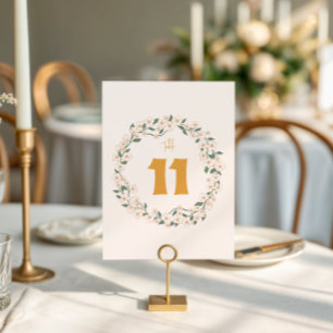 Carte De Remerciements Super Mariage floral de moutarde Numéro de tableau