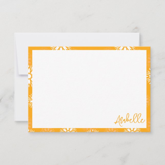 Carte De Remerciements Super Orange Daisy Fleur Rétro Nom Floral (Devant)