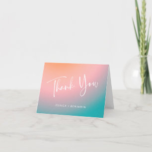 Carte De Remerciements Super Retro rose Turquoise dégradé Personnalisé