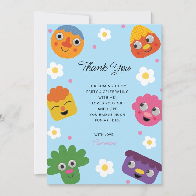 Carte De Remerciements Super Simple | Anniversaire Fleurs Bleues de Noodl (Devant)