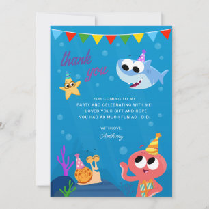 Carte De Remerciements Super simple   Finny Shark Ocean Anniversaire