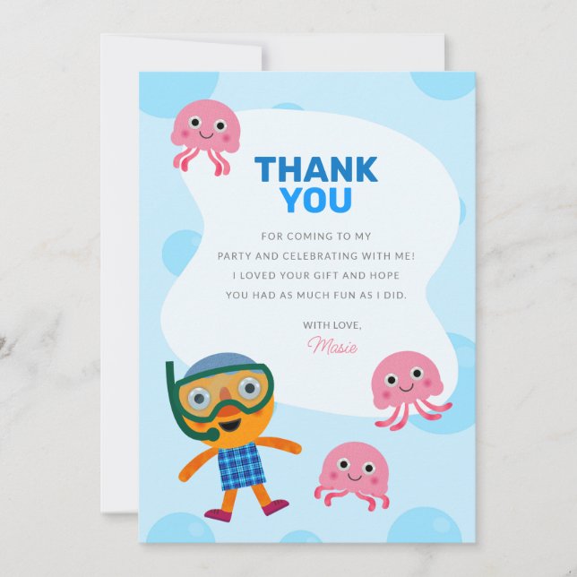 Carte De Remerciements Super simple | Noodle & Pals Fête de natation (Devant)