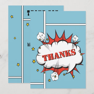 Carte De Remerciements Superhero Comic Discours Bubble Anniversaire 