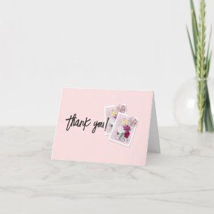 Carte De Remerciements Support de courrier vintage à tampon de fleurs pli