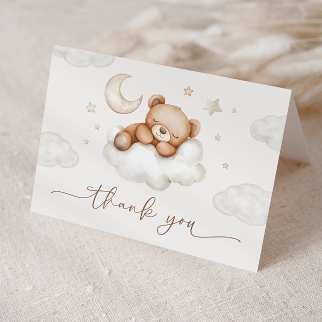 Carte De Remerciements Sur Cloud Neuf Baby shower d'ours neutres en peluc (Créateur téléchargé)